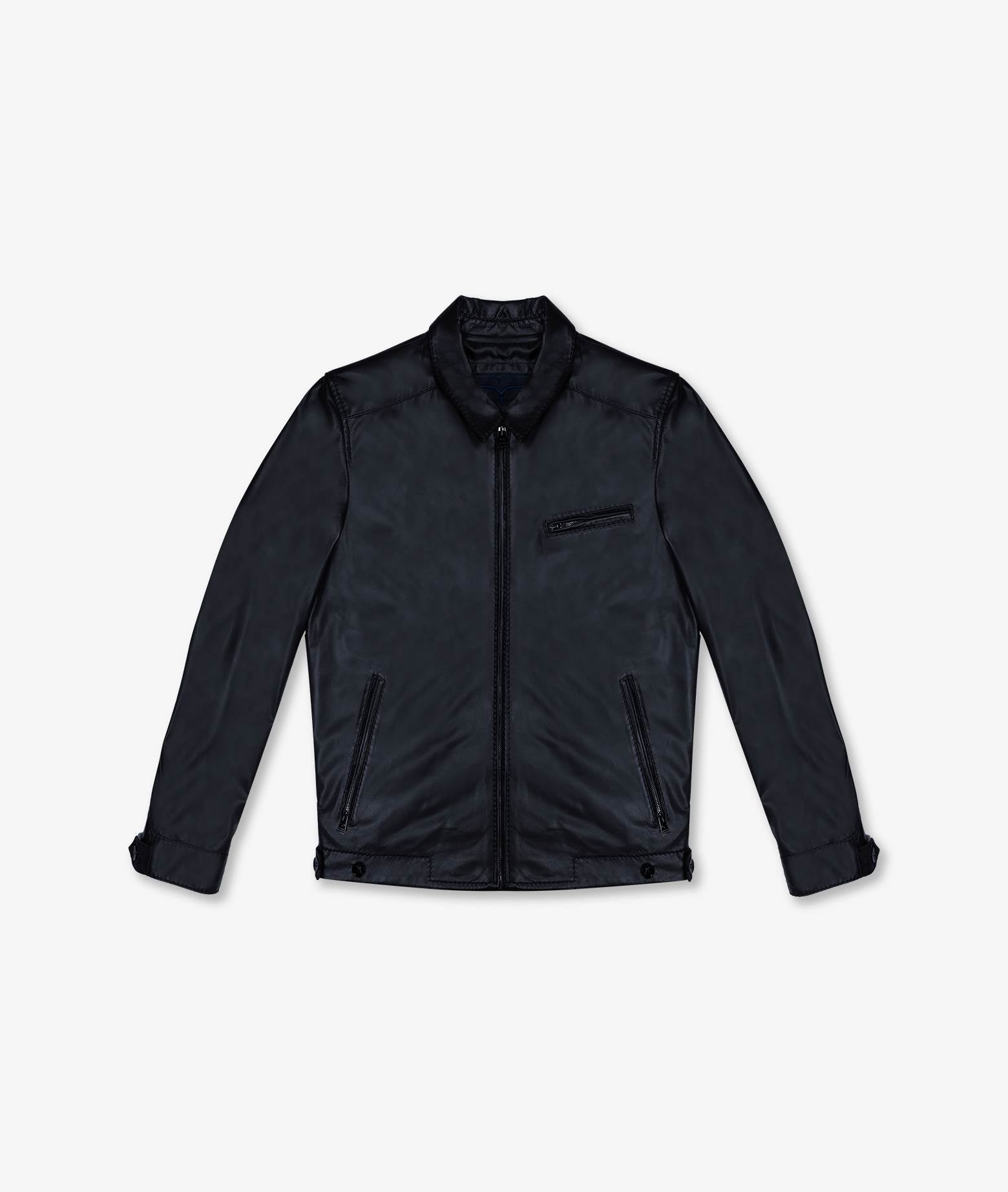 Larusmiani Black Snakeskin Leather Jacket