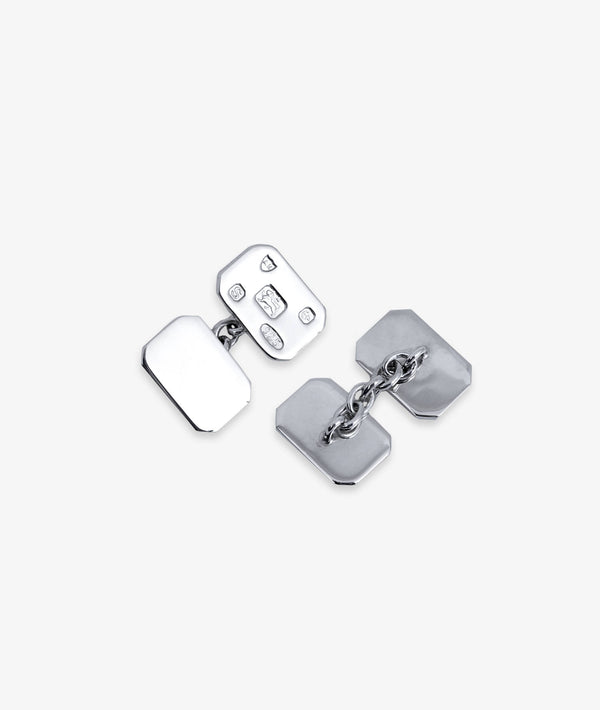 Rectangular plain cufflinks with engraved symbols