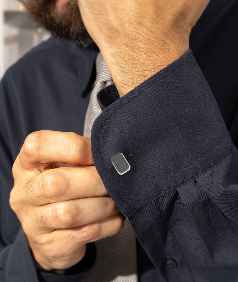 Rectangular plain cufflinks with engraved symbols