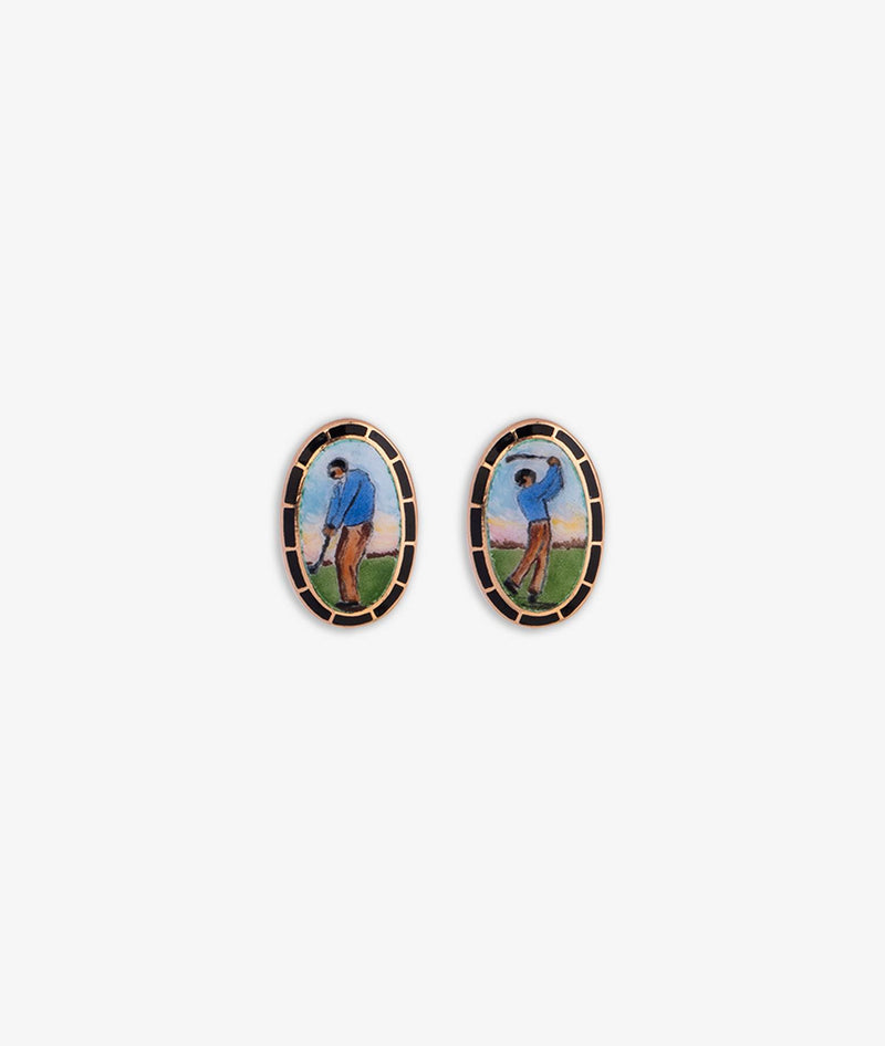 Cufflinks with golfer